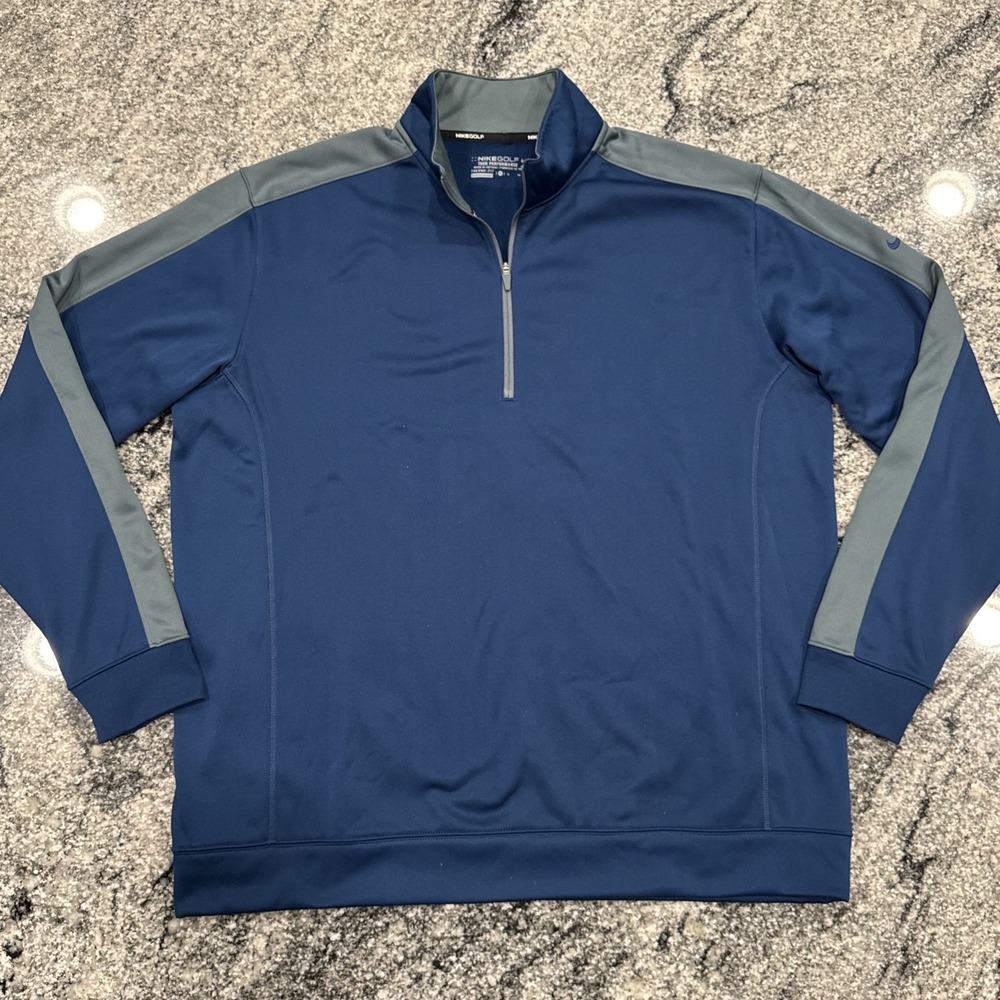 Nike 1/4 Zip Pullover Sweater Mens Extra Large XL Blue Fleece‎ Mock Neck Golf